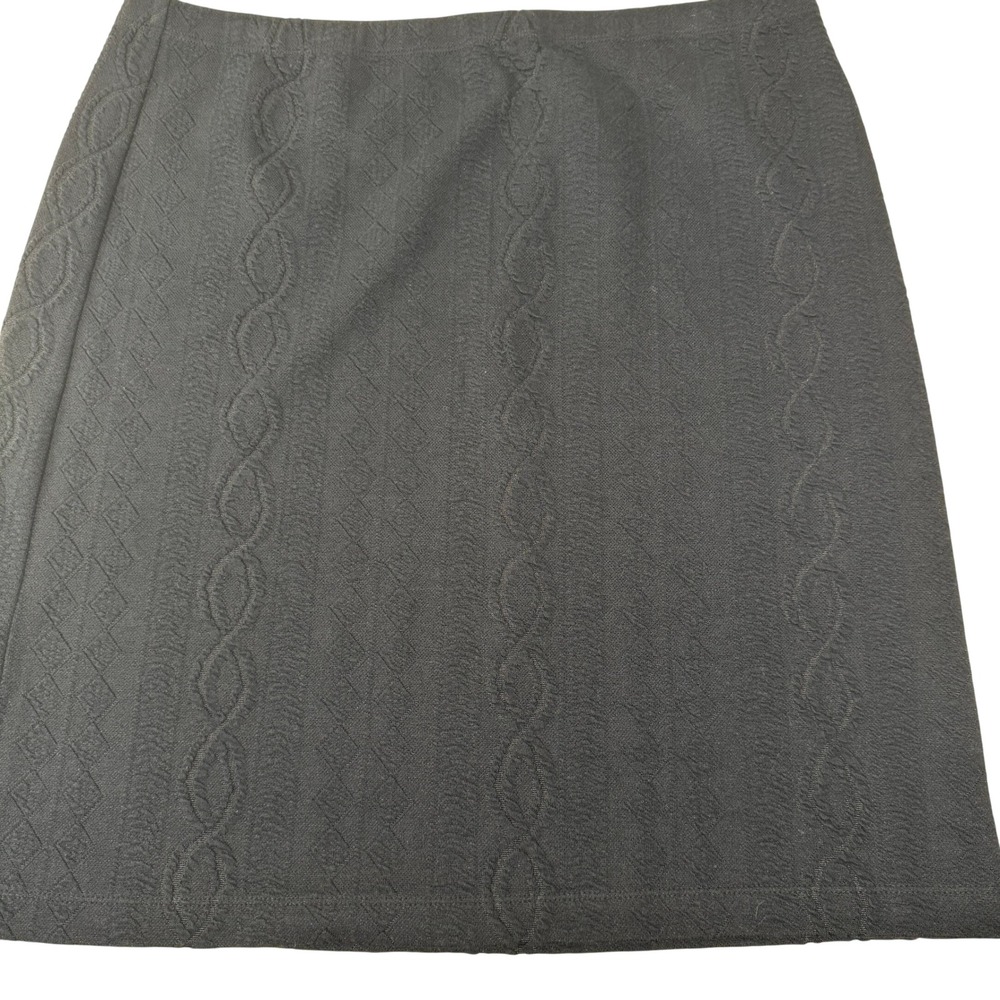 J. McLaughlin Gable Skirt Black Antique Cable Knit A-Line Cotton Blend XL NWT
